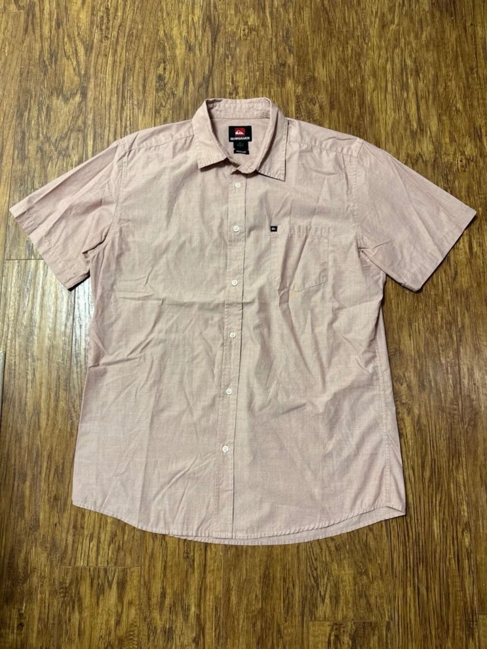 Quiksilver Short Sleeve Button-Up T-Shirt Dusty Pink Size Large